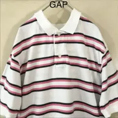 【レトロ 】古着 GAP ボーダー ポロシャツ ビッグサイズ ゴルフシャツ