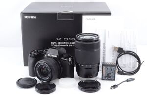 良品★FUJIFILM フジフィルム X-S10 ダブルズームレンズキット ブラック ミラーレス一眼カメラ F X-S10LK-1545/50230★元箱付き R3044