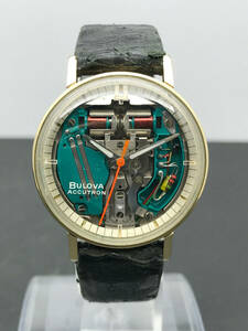 【稼働品 WORKING/動画あり】BULOVA ACCUTRON Spaceview/ブローバ アキュトロン スペースビュー/金貼り/ゴールド/スケルトン/音叉/214/M7