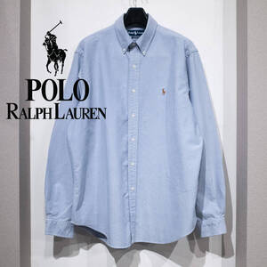 XL / 90s 00s POLO RALPH LAUREN ポロ ラルフローレン CLASSIC FIT オックスフォード BDシャツ サックス ブルー 小襟 古着 トラッド 