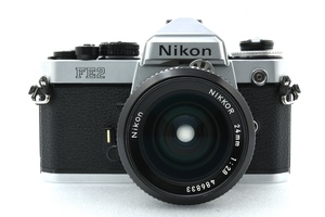 Nikon FE2 シルバー + Ai改 NIKKOR 24mm F2.8 ニコン MF一眼レフ フィルムカメラ ■31021