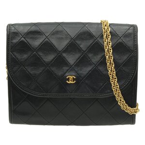 ★D2275 シャネル マトラッセ ラムスキン ココマーク チェーン ミニショルダーバッグ ブラック CHANEL ヴィンテージ レディース★