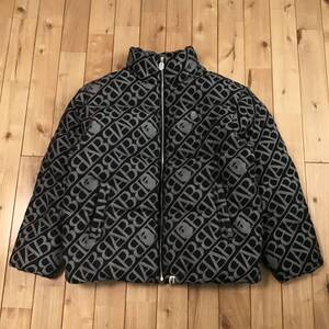 ★美品★ デニム モノグラム ダウンジャケット Mサイズ ブラック a bathing ape Denim Monogram Puffer Down jacket エイプ ベイプ z5