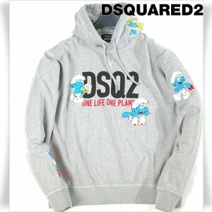 新品1円～★定価10万 DSQUARED2 ディースクエアード イタリア製スマーフコラボ プルオーバーパーカー L SMURFS COOL Hoodie 本物◆S1028◆