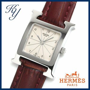 1円～ 価格高騰 3ヶ月保証付き 美品 本物 定番 人気 HERMES エルメス Hウォッチ HH1.210 革ベルト レディース 時計