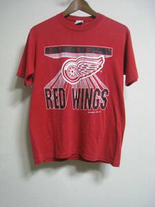 デトロイト・レッドウイングス★Ｔシャツ★Ｍサイズ★レッド系★1991★DETROIT REDWINGS★ＮHL★ヴィンテージ★swingster★madeinusa★