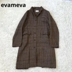 evameva エヴァムエヴァ　リネンウール　チェック　ワンピース