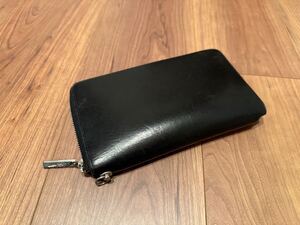 中古☆ヨウジヤマモト ラウンドジップ レザー ウォレット 黒☆プールオム yohjiyamamoto discord 長財布