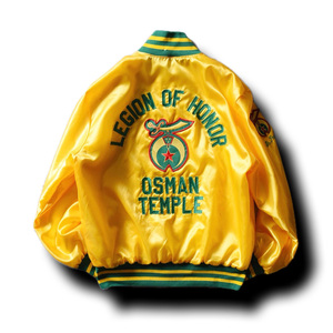 90s LEGION OF HONOR シュライナージャケット MADE IN USA 表記L 黄 / ビンテージ Leader Sportswear ナイロンスタジャン 古着