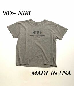 【USA製】90’s~ ビンテージ ナイキ 白タグ Lサイズ グレー NIKE ボクシー Boxy プリント Tシャツ Vintage 古着 まとめ 大量出品中