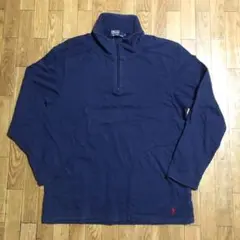 POLO RALPH LAUREN 薄手 ハーフジップ ロングスリーブ 紺 L