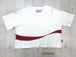 GU ジーユー × Coca-Cola コカコーラ レディース クロップド 半袖Tシャツ 白