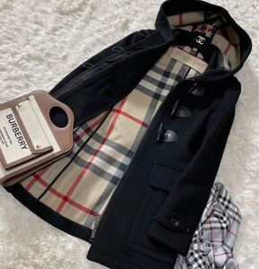 大きいサイズ 美品 バーバリー BURBERRY バーバリーロンドン ダッフルコート ウールコート ノバチェック ブラック 旅行 行楽 40 