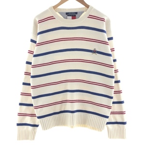 古着 90～年代 トミーヒルフィガー TOMMY HILFIGER ボーダー柄 コットンニットセーター メンズXL相当 ヴィンテージ /eaa390257