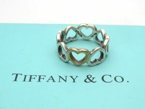 1000円スタート 指輪 TIFFANY&Co. ティファニー ハート コンビ 925/750刻印 総重量約3.3g 約10号 シルバー×ゴールド 箱付 4 J60052