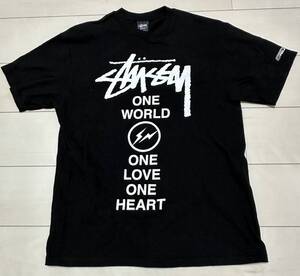 ステューシー×フラグメントデザイン ONE WORLD ONE LOVE Tee 黒 Mサイズ stussy 限定 古着 ボロ fragment design