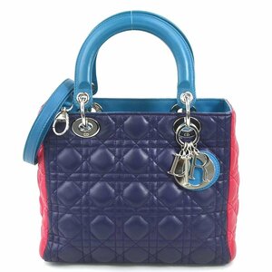 クリスチャンディオール Christian Dior ハンドバッグ ショルダーバッグ レディディオール レザー パープル/ブルー/ピンク e58304g