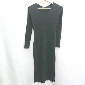 ◇ Loungedress ラウンジドレス 長袖 ミモレ丈 ワンピース サイズF ブラック レディース E