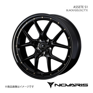 NOVARIS/ASSETE S1 オデッセイ RB3/RB4 アルミホイール1本【18×7.5J 5-114.3 INSET53 BLACK/GOLDピアス】0041323