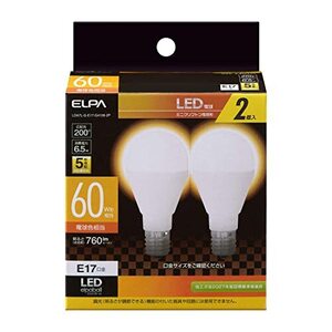 エルパ(ELPA) LED電球ミニクリプトン形 E17 電球色相当 屋内用 2個入 LDA7L-G-E17-G4106-