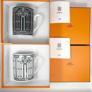 未使用 HERMES マグ 2点セット アッシュデコ H DECO エルメス 食器 コップ mug マグカップ 付属品 箱 冊子 H-DECO ペア