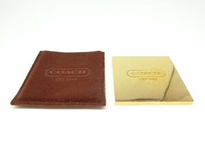 ■【YS-1】 COACH コーチ ■ ミニ鏡 収納袋付き ■ GP ゴールド系 約5.5cm×5.5cm ■【同梱可能商品】■J