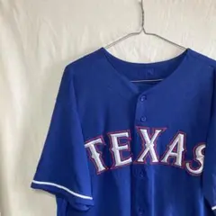 MLB テキサス・レンジャーズ　ベースボールシャツ　ゲームシャツ　ブルー