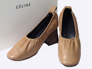 富士屋 ◆ セリーヌ CELINE バレリーナシューズ ソフトレザー サイズ37.5 ベージュ フィービー期