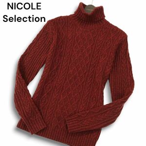 NICOLE Selection ニコル セレクション 秋冬 ウール★ タートルネック アラン編み ニット セーター Sz.46 メンズ　A4T10754_A#K