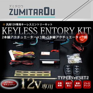 『TYPE03_2』2本線アクチュエーター付 2ドア用 集中ドアロック キーレスエントリー キット 12V Ty3_2