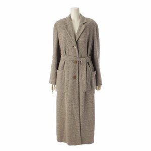 【マックスマーラ】Max mara　パイル生地 ベルト付 肩パッド ロングコート アウター グレー 42 【中古】【正規品保証】209470