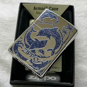 ZIPPO/アーマー/ブルーラメ/ドルフィン/イルカ/新品/ジッポー/送料無料/プレゼント