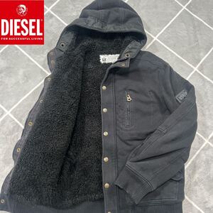 【極美品XL相当】冬の最高傑作 DIESEL ディーゼル ボアパーカー XLsize相当 黒 内ボア【極暖】抜群の保温性 DIESELパッチ 極上品