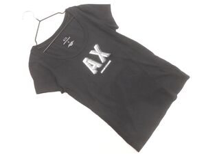 ネコポスOK ARMANI EXCHANGE アルマーニエクスチェンジ ロゴ Tシャツ sizeS/黒 ■◆ ☆ ehc6 レディース