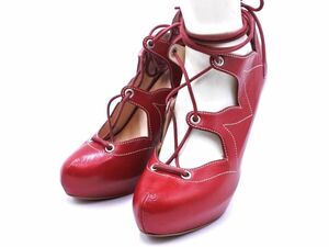 Vivienne Westwood ヴィヴィアンウエストウッド レザー レースアップ パンプス size40（25.0cm位）/赤 ■■ ☆ efa6 レディース