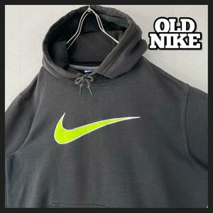 00s OLD NIKE ビックスウッシュ パーカー スウェット 蛍光 y2k