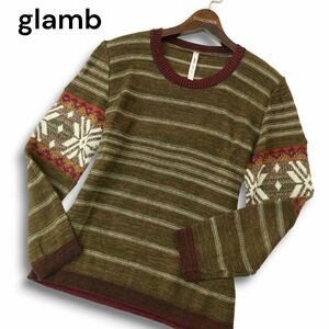 glamb グラム 秋冬 ノルディック柄★ ボーダー ニット セーター Sz.1　メンズ 日本製　A4T11840_B#K