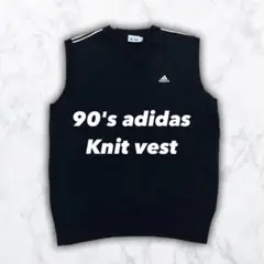 【90s】adidas アディダス ニットベスト スリーストライプ ワンポイント