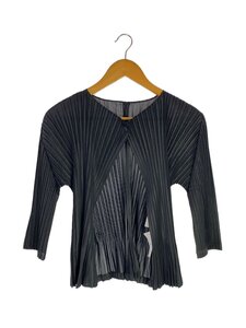 PLEATS PLEASE ISSEY MIYAKE◆カーディガン(薄手)/3/ポリエステル/BLK/pp41-j0451//