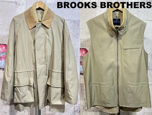 美品 ブルックスブラザーズ ライナー着脱 比翼 ハーフコート L メンズ BROOKS BROTHERS コート