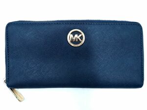 ネコポスOK MICHAEL KORS マイケルコース 35H3GTVZ3L ラウンドジップ 財布 紺 ■■ ☆ eba2 レディース