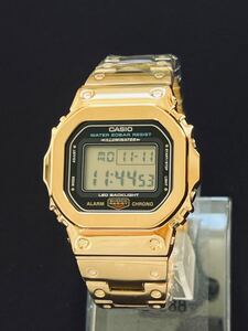 新品 フルメタル CASIO カシオ G-SHOCK DW-5600UE DW-5600 カスタム デジタル腕時計 ステンレス ゴールド