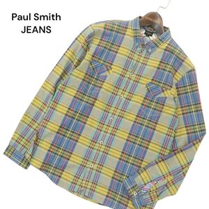 Paul Smith JEANS ポールスミス ジーンズ 通年★ 長袖 ボタンダウン チェック シャツ Sz.S　メンズ　A4T08368_7#C