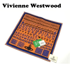 【Vivienne Westwood】(NO.5846）ヴィヴィアンウエストウッド タオルハンカチ オレンジ系　ORB　未使用　25cm