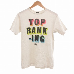 ステューシー STUSSY TOP RANK-ING Tシャツ 半袖 ビッグプリント S 白 ホワイト /UO ■GY01 メンズ