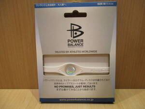 POWER BALANCE パワーバランス シリコンブレスレット ホワイト マイラーホログラムディスク Mサイズ スポーツ アクセサリー 未使用品