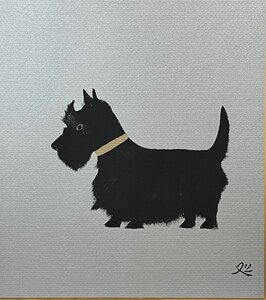 【真作】加山又造　工芸画＊文化勲章受章画家＊「犬」色紙＊　犬をモチーフにした珍しい作品です。【実績と信頼の正光画廊】G