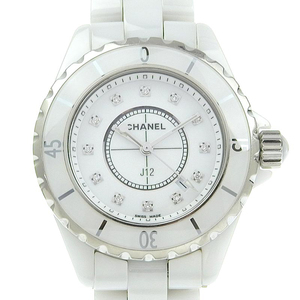シャネル CHANEL J12 レディース クォーツ 腕時計 セラミック 12Pダイヤモンド ホワイト文字盤 H1628 中古 新入荷 CH0911