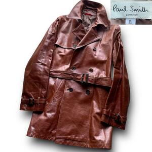 Paul Smith ポールスミス ブラウン オールレザー トレンチコート size XL 473320