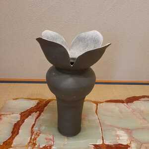 飾り壺 花瓶 モダンアート サイン有 約36cm×19.5cm×19.5cm